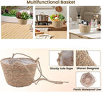 MY MIRONEY 2PCS Hanging Planter Basket Natural Seagrass Woven Plant Pot Hanger Hanging Plant Holder with Twine for Home Decor, Indoor & Outdoor Use, 8.11" x 4.96", Khaki