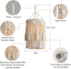 Bioaqua Boho Lamp Shade,Boho Hanging Lamp Handmade Macrame Lamp Shade Plug in Pendant Light,Bohemian Hanging Lights with Plug in Cord Light Fixtures for Boho Bedroom Decor Living Room (Type 3)