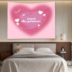 Boqin Pink Aura Tapestry - Cute Aesthetic Tapestries for Girl Bedroom, Pink Heart Tapestry Wall Hanging for Home College Dorm Living Room, Girls Room Art Tapestries - 60 x 50 Inch