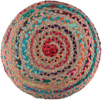 SIMPLIHOME Margo Round Pouf - 20 inch Wide Handwoven Jute and Cotton Braided Ottoman in Multi-Color, Boho-Style Footstool or Extra Seating for Living Room with Polystyrene Bead Filling, Assembled