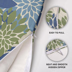 Blue Green Pillow Covers 16X16 Inch Set of 2, Spring Summer Floral Dahlia Flower Cream Decorative Throw Pillow Covers Outdoor Modern Farmhouse Cushion Case for Home Couch Sofa Bed Decor