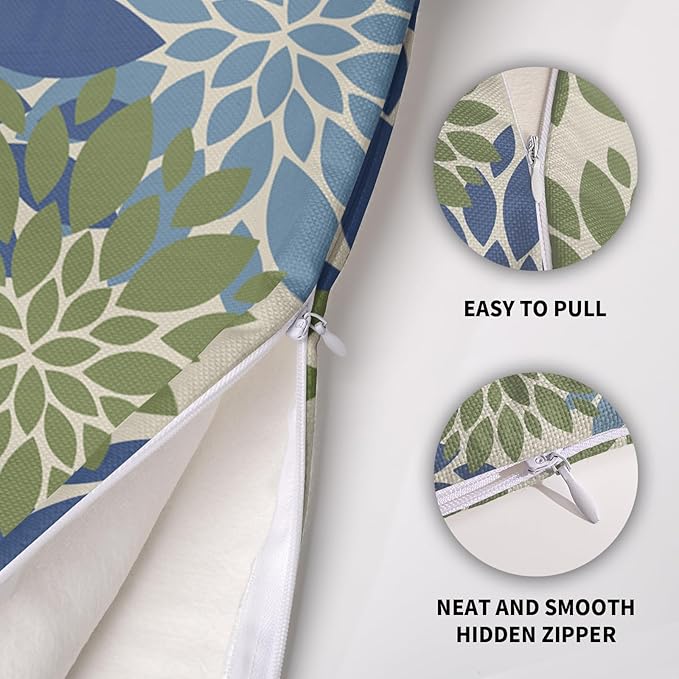 Blue Green Pillow Covers 22X22 Inch Set of 2, Spring Summer Floral Dahlia Flower Cream Decorative Throw Pillow Covers Outdoor Modern Farmhouse Cushion Case for Home Couch Sofa Bed Decor