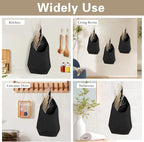 100% Linen Hanging Storage Bags Baskets 2 Pcs, Small Wall Storage Bag for Kitchen, Bedroom, RV Camper Organizer, Sewing Room, Nursery Storage, Kids Room (Black)