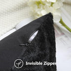 decorUhome Cozy Textured Throw Pillow Covers 12x20 Inch Set of 2, Soft Plush Faux Wool Black Accent Couch Pillow Covers for Modern Farmhouse Sofa Bed Living Room