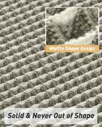 AMOAMI Upgraded Waffle Bath Mat, Super Absorbent Non Slip Bath Mats for Bathroom Floor, Machine Washable Bathroom Rugs with Tassels, Rubber Backed Bathroom Mats, Ultra Soft, 18" x 30", Green & Cream