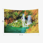 EMMTEEY Nature Tapestry - Tranquil Waterfall Scenery in Autumn Forest Wall Art 80X60 for Women
