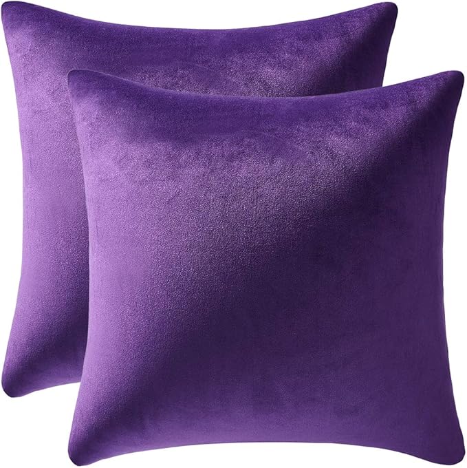 Throw Pillow Covers 22x22 Purple: Pack of 2 Cozy Soft Velvet Square Modern Luxury Decorative Throw Pillow Cases for Sofa Couch Living Room Bed Home Decor