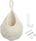 PATIKIL Hanging Fruit Baskets for Kitchen, Large Size Teardrop Home Decor Storage Hand-Woven Wall Hanging Basket for Garlic Potato Vegetable, Beige