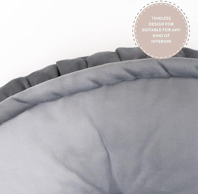 Round Floor Cushion, Floor Pillow Thick Floor Seating, Comfortable Supportive, Quilted Soft Booster Seat Pad for Yoga Meditation, Yoga Cushion, 56 cm 22 inch, Ibiza, Light Grey