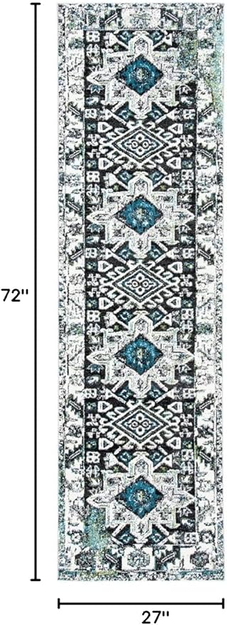 SAFAVIEH Vintage Hamadan Collection Runner Rug - 2'3" x 6', Dark Grey & Ivory, Traditional Persian Design, Non-Shedding & Easy to Clean, Ideal for Hallway, Foyer, Entryway, Bedroom (VTH211H)