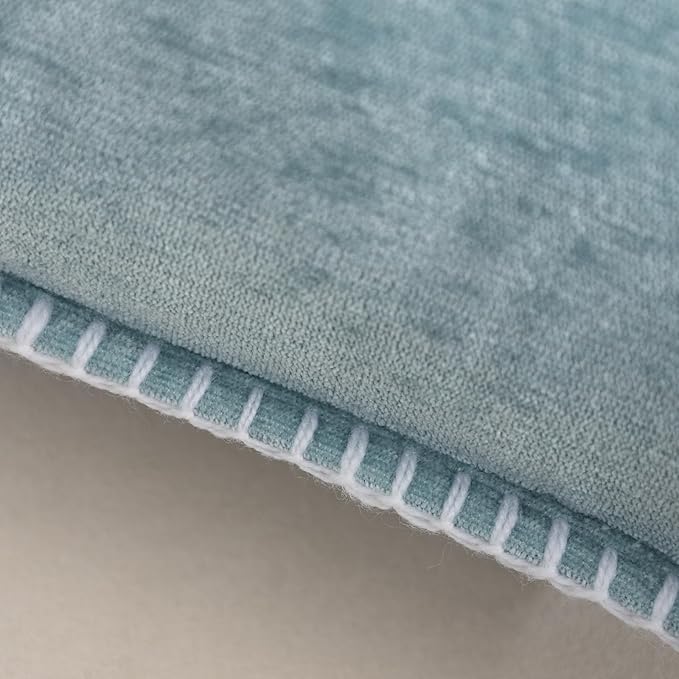 Decorative Throw Pillow Covers Pack of 2, 18x18 In Chenille Soft Pillow Covers with Stitched Edge, Farmhouse Neutral Euro Decorative Pillows for Bed Couch Sofa Home Decor Living Room, Blue