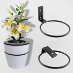6 Pack 6 Inch Flower Pot Holder Ring, Wall Mounted Metal Planter Hanger, Matte Black, Iron