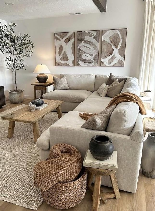 S & L Homes Jute Cotton Hand Woven Natural Farmhouse Area Rug for Living Room - Rustic Vintage Bohemian Décor - (8' x 10' Natural)