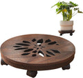 Wood Plant Stand Indoor,Plant Caddy with Lockable Wheels,Pot Stand,Rolling Plant Stand with Casters，Plant Dolly with Wheels,Heavy Duty Plant Base Brown 13"