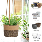 Hanging Planter Basket 2 Pack Jute Hanging Plant Holder Handmade Boho Plant Hangers Rope Woven Hanging Plant Holder Modern Storage Organizer Plant Hangers for Indoor Home Decor