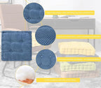 ChezMax Floor Pillow & Cushion, Large Meditation Chair Cushions, Thick Square Seat Pad, Soft Velvet Tufted Seating Pouf for Indoor/Outdoor Yoga Bench Rocking Chair Room Tatami Sofa, Navy Blue 18"x18"