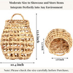 Front Door Basket, Wall Mounted Woven Water Hyacinth Hanging Basket, Large Boho Decor Flower Storage Plants Organizer for Home, Garden, Farmhouse