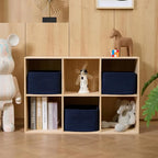 Small Organizing Baskets for Cubes Shelf, 9.7x9.7x7.1 Inch Rope Woven Storage Bins for Nursery Shelves Storage, Cute Toy Basket, Square 3 Packs Navy Blue