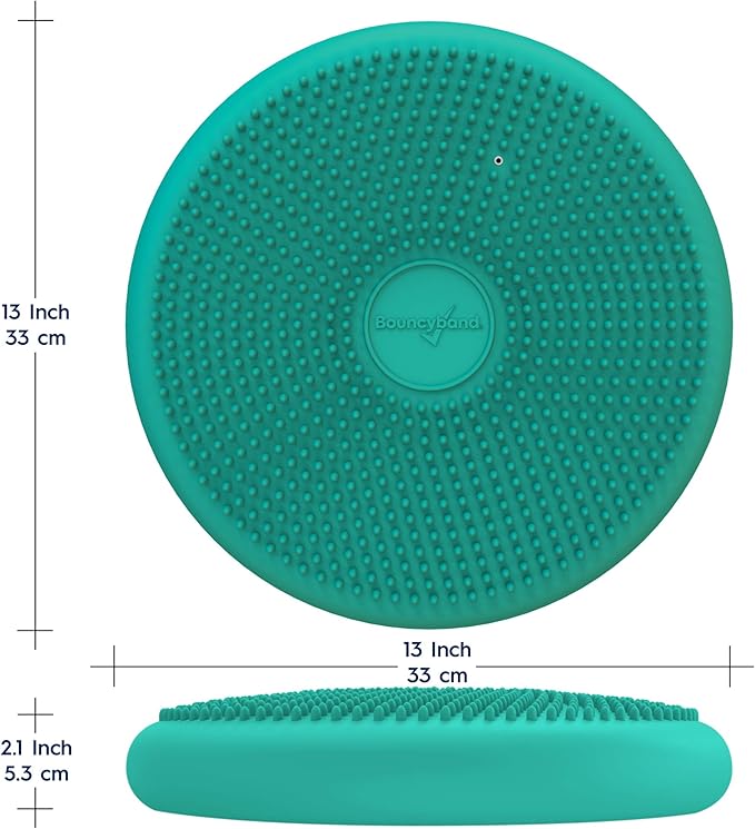 Bouncyband – Wiggle Seat – Green, 13” D – Large Sensory Cushion for Kids Ages 6-18+ – Promotes Active Learning, Improves Student Productivity, Includes Easy-Inflation Pump