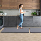 Mattitude Kitchen Mat 2PCS Kitchen Rugs Cushioned Anti-Fatigue Rug Waterproof Standing Desk Mat Kitchen Mats for Floor Kitchen Rug Set for Kitchen, Sink, Office 17.3"×30"+17.3"×47" Light Grey