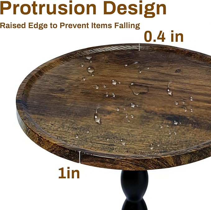 Plant Stand Indoor, 11’’ Round Wood Plant Stand Shelf for Pots, Heavy Duty 50 lbs Pedestal Flower Pot Stand with Raised Edge, Mid Century Modern Wooden Plant Holder for Indoor Plants