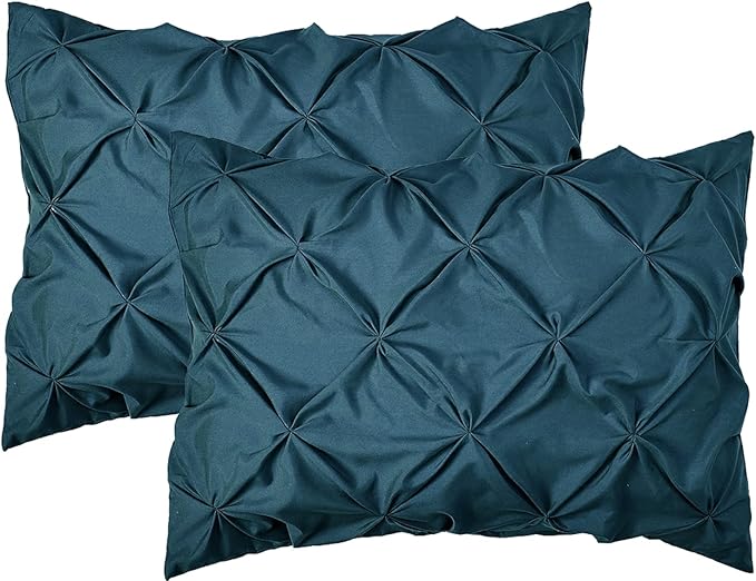 Elegant Comfort 2-Pack Sham Set Pinch Pleat Design, 1500 Premium Hotel Quality Microfiber, Stylish Design-Easy Care, Wrinkle and Stain Resistant, 2-Piece Sham Set, Pleated King, Navy