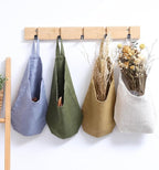 100% Linen Hanging Storage Bags Baskets 2 Pcs, Small Wall Storage Bag for Kitchen, Bedroom, RV Camper Organizer, Sewing Room, Nursery Storage, Kids Room, Dark Yellow