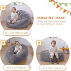 MAXYOYO 3 in 1 Kids Bean Bag Chair Bed, Child Floor Sofa for Gaming, Reading, Faux Fur Floor Mattress with High-Density Foam Filling for Living Room Bedroom