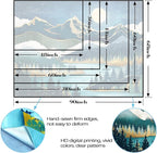 Accnicc Mountain Tapestry Nature Forest Tree Tapestries for Bedroom Aesthetic Starry Night Moon Stars Tapestrys Wall Hanging Teal Abstract Wall Tapestry for Dorm Living Room (Teal, 90'' × 68'')