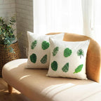 Breling 2 Pack Embroidery Tropical Pillow Covers 18x18 Inch Green Leaves Palm Monstera Leaf Pillows Cover Velvet Tufted Decorative Botanical Plant Cushion Cases for Couch Sofa Bed Summer Holiday Decor