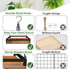 Plant Hanger Indoor, 11.8" Wooden Hanging Plant Holder with Metal Frame Hanging Planter for Indoor Plants Load 50LB Hanging Plant Shelf with 27.6" Long Chain, Ideal for Heavier Pots Window Ceiling