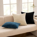 MIULEE Black Decorative Throw Pillow Covers 18x18 Inch for Couch Bed Sofa Pack of 4 Boho Farmhouse Throw Pillows Soft Cross Corduroy Patchwork Textured Cushion Cases