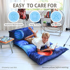 Butterfly Craze Floor Pillow Case - Customizable Queen Floor Bed Insert - Plush Lounger & Studio Apartment Essential - Machine Washable Cover for Guest Bed & Sleeping Pad - Galaxy Blue, Queen
