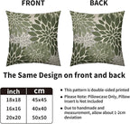 Dark Sage Green Flower Pillow Covers 22X22 Inch Set of 2, Grey Gray Dahlia Floral Spring Summer Cream Decorative Throw Pillow Covers Outdoor Modern Farmhouse Cushion Case for Home Couch Sofa Bed Decor