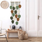 KHOYIME Vertical Macrame Wall Hanging Boho Home Decor, Long Narrow Chic Wall Art Bohemian Woven Leaves Tapestry Vintage Decorations for Front Door Indoor Entrance Living Room Bedroom 16.5"W x 37.5"L
