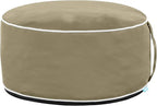 QILLOWAY Indoor/Outdoor Inflatable Stool,Round Ottoman,All Weather Foot Rest for Camping or Home,Tan/Beige