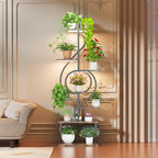 Plant Stand Indoor with Grow Light,8 Tiered Indoor Plant Stand,58" Tall Plant Flower Shelf,Creative Note Shaped Plant Holder for Home,Patio,Brown