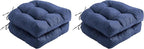 Outdoor Chair Cushions Set of 2, Patio Chair Cushions with Ties, 19x19+5” Tufted Outdoor Seat Cushions, Waterproof Patio Furniture Cushions, Outdoor Dining Chair Pads, Navy (Pack of 2)