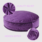 Round Floor Pillow Cover Velvet Throw Seating Pouf Yoga Meditation Cushion Plush Case Reading Room Decor Cover Only (19.7IN, Purple)