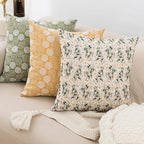 vctops Boho Floral Embroidery Decorative Throw Pillow Cover Daisy Embroidered Linen Cushion Cover for Couch Sofa Bed (Daisy,18"x18")