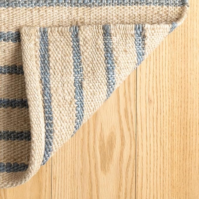Dash & Albert Moana Stripe Handwoven Jute Rug, 7.5 X 9.5 Feet, Blue/Multicolored Stripe Pattern