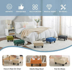 Poofzy Small Foot Stool Ottoman, Linen Ottoman Foot Rest with Legs, Rectangle Foot Rest for Couch, Footstools and Ottomans Small for Living Room and Entryway (Beige)