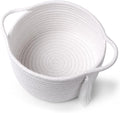 Small White Gift Basket Empty to Fill – SweetMemo Cute Decorative Woven Baskets with cellophane wrap for Kids, Baby Shower, Desk, Bathroom, Holiday Gifting – Mini Decor Cotton Rope Bin with Handles