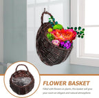 DOITOOL Rattan Woven Hanging Basket: 2PCS Wicker Wall Planter Woven Hanging Storage Basket Wall Flower Holders Indoor Outdoor Bohemia Planter