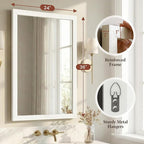24" x 36" Cream White Wall Mirror for Decor, Modern Minimalist Bedroom Mirror, Soft Textured Waterproof Vanity Mirror for Powder Room & Nursery, Standard Trim