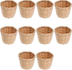 Zerodeko Set of 10 Mini Bamboo Storage Baskets Handwoven Natural Fruit Arrangement and Desktop Organizer for Home Office Party Decor