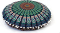 CRAFT KALA 22" Mandala Meditation Floor Pillows Cover Pouf Round Cover Seating Bohemian Mandala Cotton Floor Cushion Cover Outdoor Fireplace Seating Living Room Yoga Room Home Décor Blue Mirchi