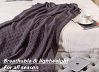 CREVENT Knitted Decorative Throw Blanket for Couch Sofa Chair Bed, Soft Breathable Lightweight for Spring Summer (50''X60'' Dark Grey/Black)