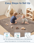 Thick Baby Play Mat for Floor,50 x 50 Playpen Mat,Tummy Time Foam Mats,Ultra Soft Support & Plush Feel,Easy Care with Non-Slip Cushioned for Infant,Kids and Toddler Crawling,Brown