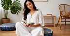 CRAFT KALA Blue Peacock Large Hippie Mandala Meditation Floor Ottoman Pillow Cushion Pouf Cover Square Poufs Bohemian Circle Floor Cushion Case Outdoor Fireplace Yoga Living Room Decor Cover 18" Round